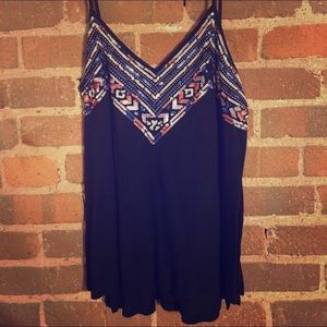 Black Sequin Front Tank Top